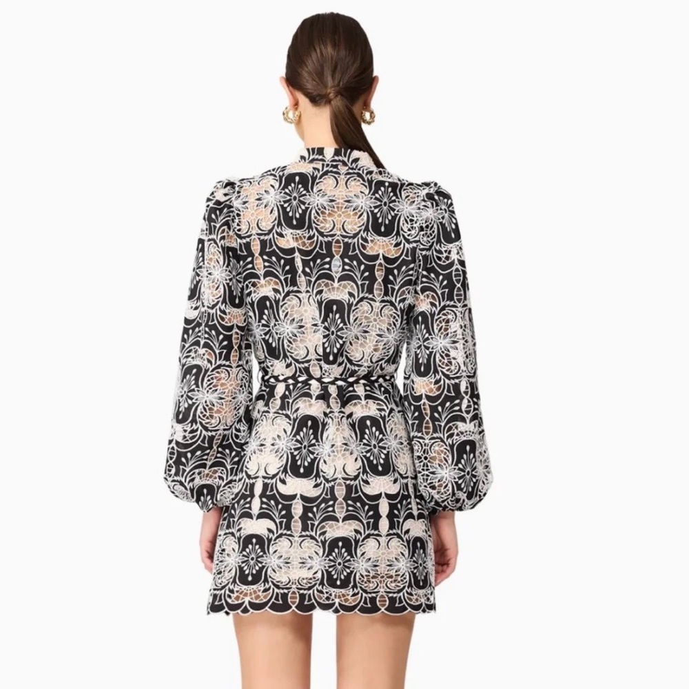 Elliatt Jolie Long Sleeve Mini Dress in Black & White NEW Revolve - Picture 8 of 10